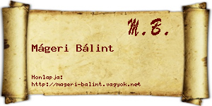 Mágeri Bálint névjegykártya